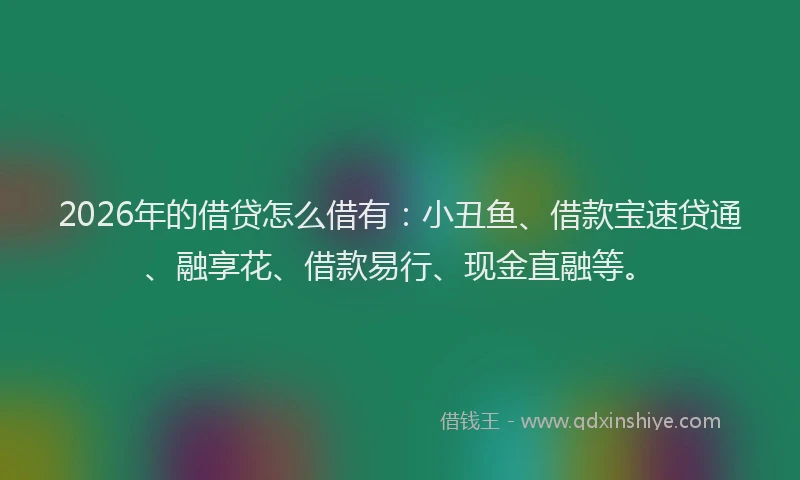 2026年的借贷怎么借有:小丑鱼、借款宝速贷通、融享花、借款易行、现金直融等。