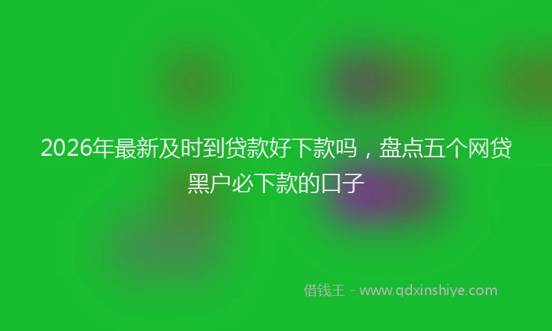 2026年最新及时到贷款好下款吗，盘点五个网贷黑户必下款的口子