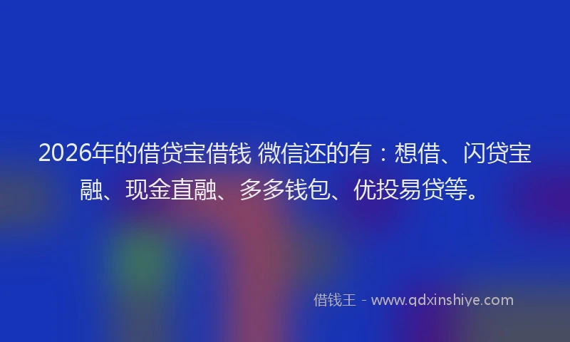 2026年的借贷宝借钱 微信还的有：想借、闪贷宝融、现金直融、多多钱包、优投易贷等。