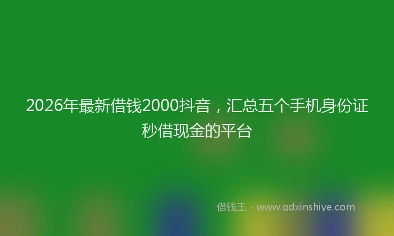 2026年最新借钱2000抖音，汇总五个手机身份证秒借现金的平台