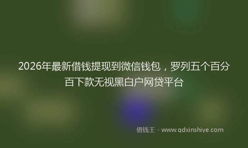 2026年最新借钱提现到微信钱包，罗列五个百分百下款无视黑白户网贷平台
