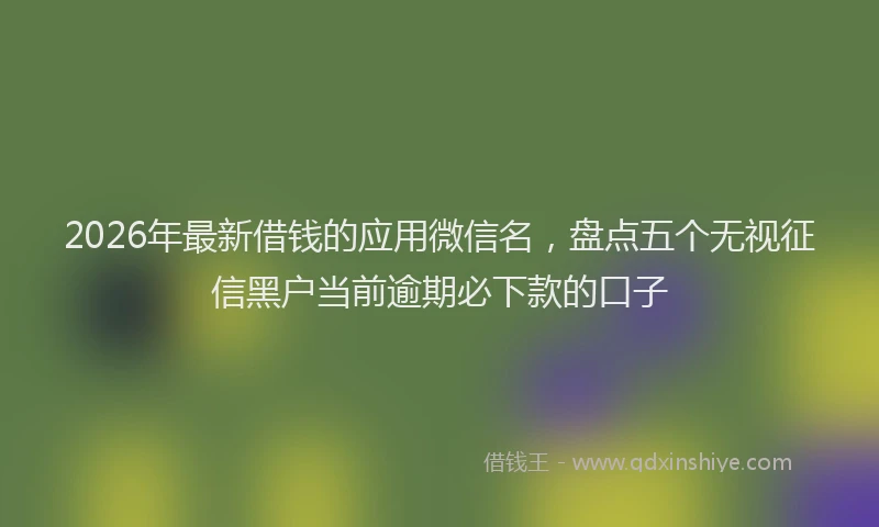 2026年最新借钱的应用微信名,盘点五个无视征信黑户当前逾期必下款的口子