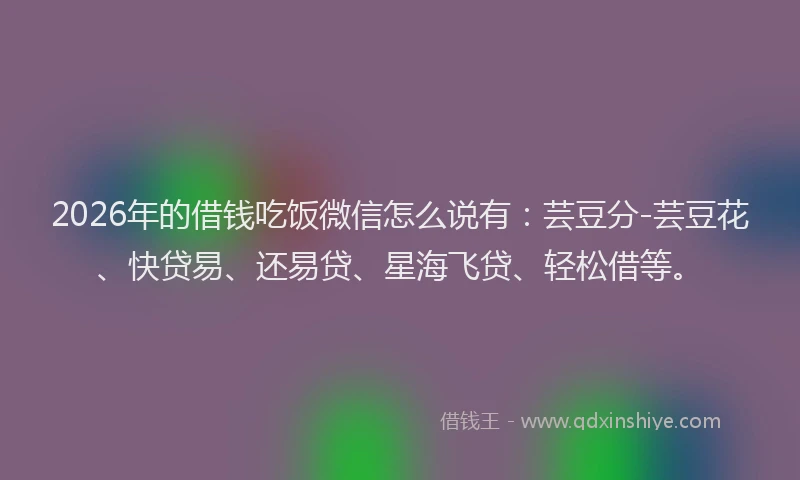 2026年的借钱吃饭微信怎么说有:芸豆分-芸豆花、快贷易、还易贷、星海飞贷、轻松借等。