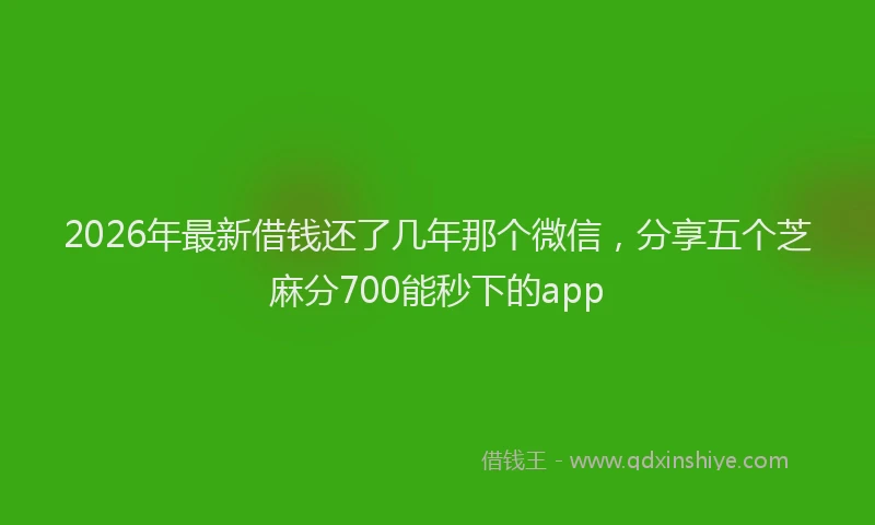 2026年最新借钱还了几年那个微信，分享五个芝麻分700能秒下的app