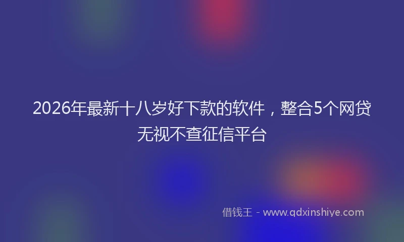 2026年最新十八岁好下款的软件，整合5个网贷无视不查征信平台