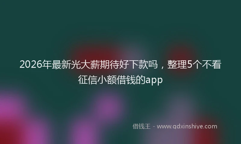 2026年最新光大薪期待好下款吗，整理5个不看征信小额借钱的app