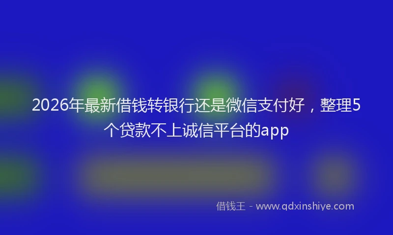 2026年最新借钱转银行还是微信支付好，整理5个贷款不上诚信平台的app