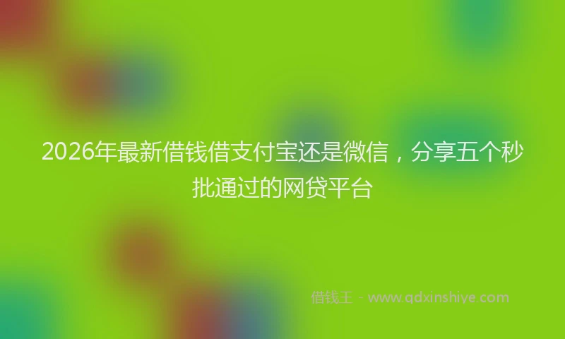 2026年最新借钱借支付宝还是微信，分享五个秒批通过的网贷平台