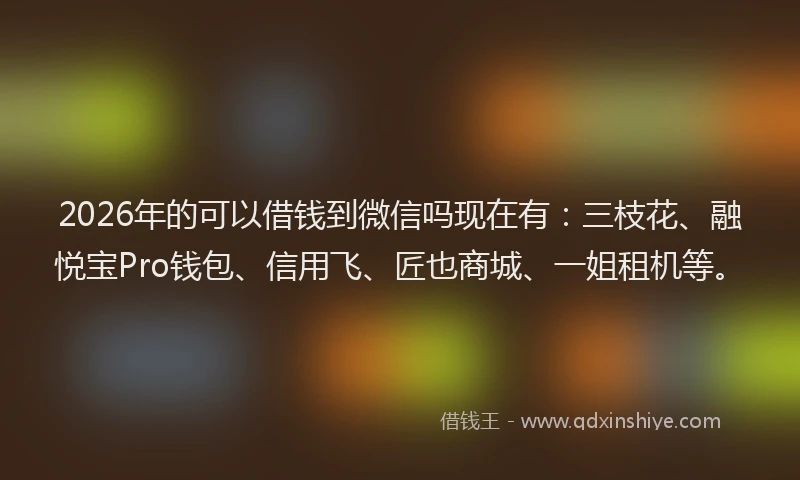2026年的可以借钱到微信吗现在有：三枝花、融悦宝Pro钱包、信用飞、匠也商城、一姐租机等。