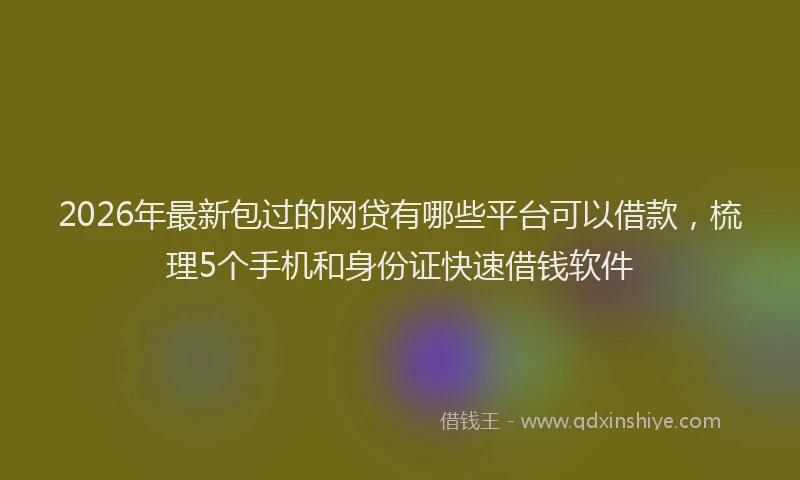 2026年最新包过的网贷有哪些平台可以借款，梳理5个手机和身份证快速借钱软件