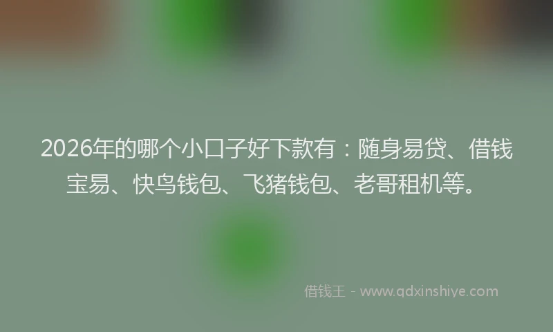 2026年的哪个小口子好下款有:随身易贷、借钱宝易、快鸟钱包、飞猪钱包、老哥租机等。