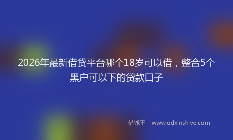 2026年最新借贷平台哪个18岁可以借，整合5个黑户可以下的贷款口子
