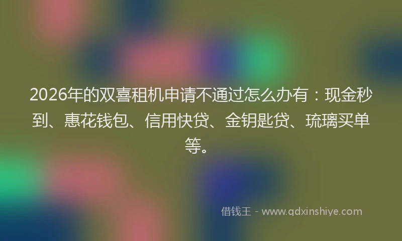 2026年的双喜租机申请不通过怎么办有:现金秒到、惠花钱包、信用快贷、金钥匙贷、琉璃买单等。