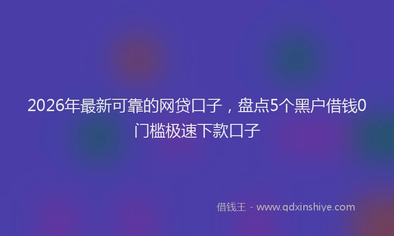 2026年最新可靠的网贷口子，盘点5个黑户借钱0门槛极速下款口子
