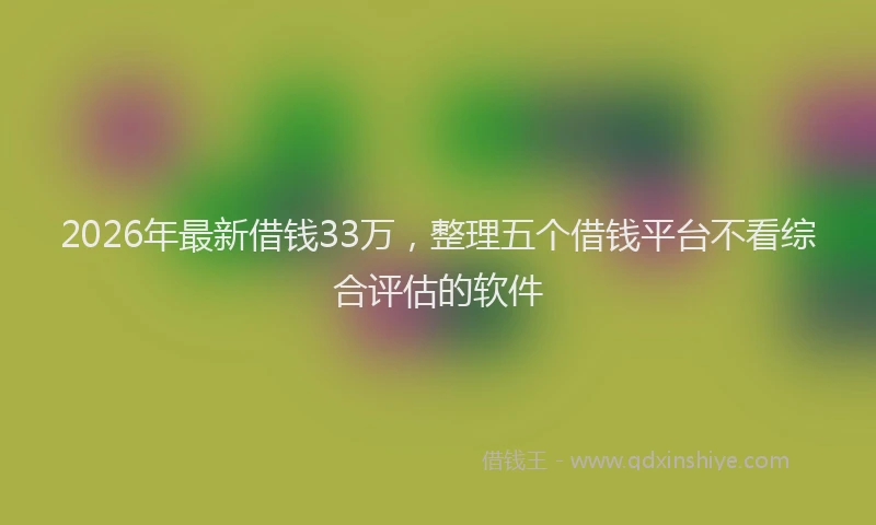 2026年最新借钱33万，整理五个借钱平台不看综合评估的软件