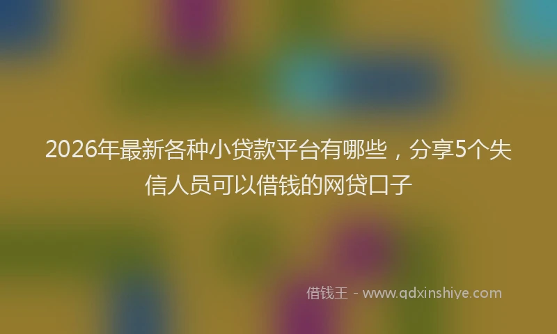 2026年最新各种小贷款平台有哪些,分享5个失信人员可以借钱的网贷口子