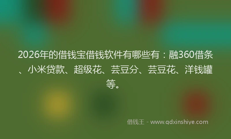 2026年的借钱宝借钱软件有哪些有：融360借条、小米贷款、超级花、芸豆分、芸豆花、洋钱罐等。