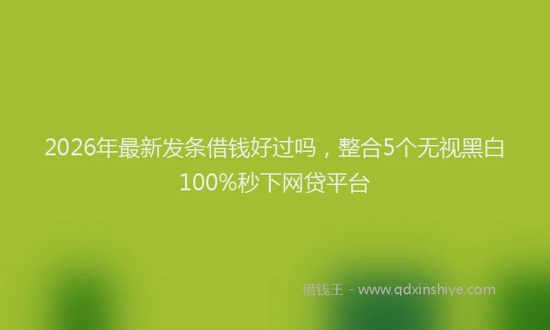 2026年最新发条借钱好过吗,整合5个无视黑白100%秒下网贷平台