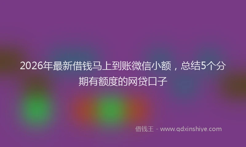 2026年最新借钱马上到账微信小额，总结5个分期有额度的网贷口子