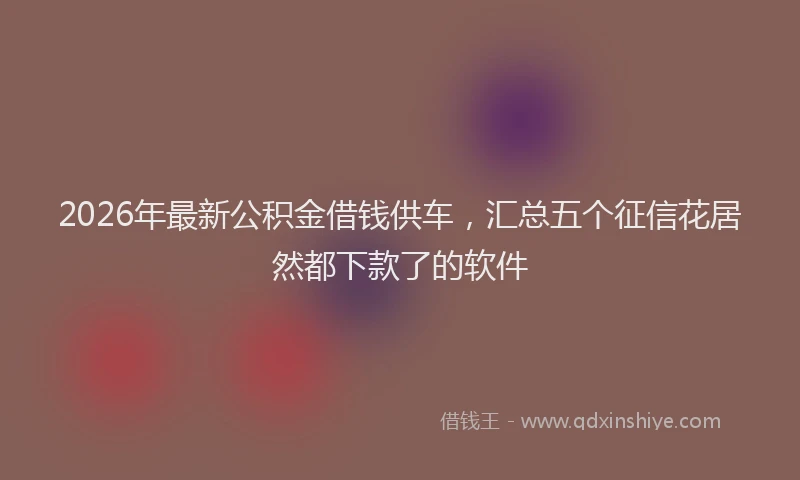 2026年最新公积金借钱供车，汇总五个征信花居然都下款了的软件