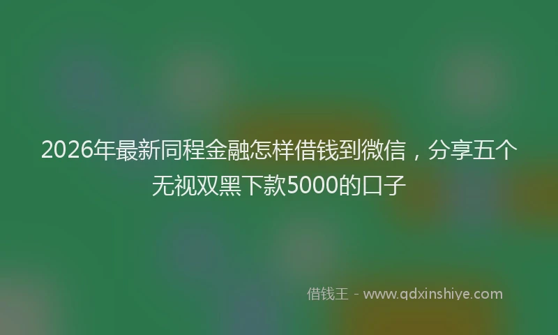 2026年最新同程金融怎样借钱到微信,分享五个无视双黑下款5000的口子