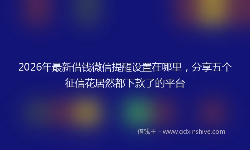 2026年最新借钱微信提醒设置在哪里，分享五个征信花居然都下款了的平台