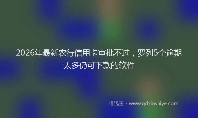 2026年最新农行信用卡审批不过，罗列5个逾期太多仍可下款的软件