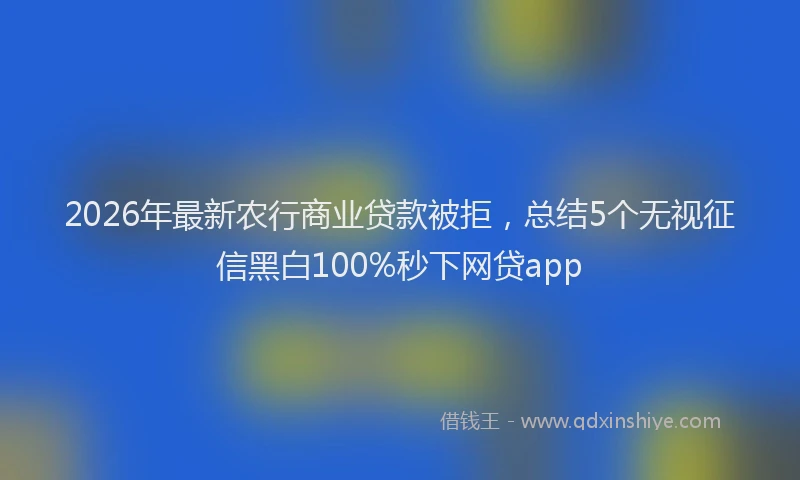 2026年最新农行商业贷款被拒，总结5个无视征信黑白100%秒下网贷app