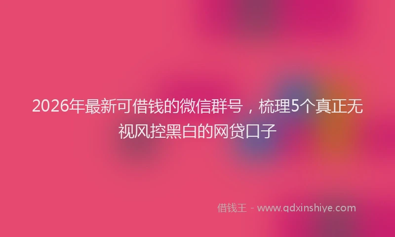 2026年最新可借钱的微信群号，梳理5个真正无视风控黑白的网贷口子