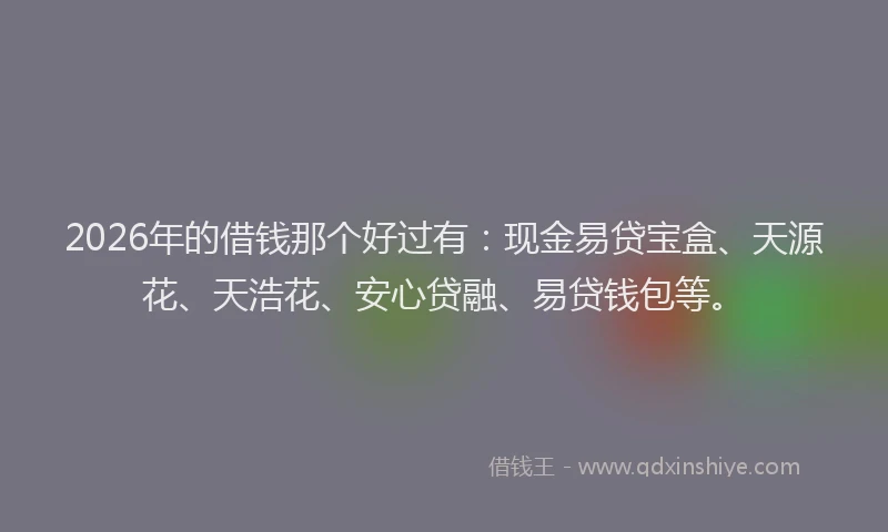 2026年的借钱那个好过有：现金易贷宝盒、天源花、天浩花、安心贷融、易贷钱包等。