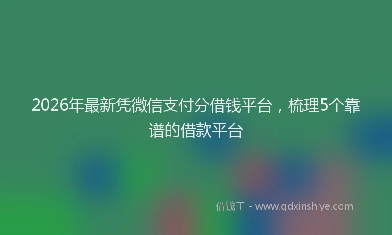 2026年最新凭微信支付分借钱平台，梳理5个靠谱的借款平台