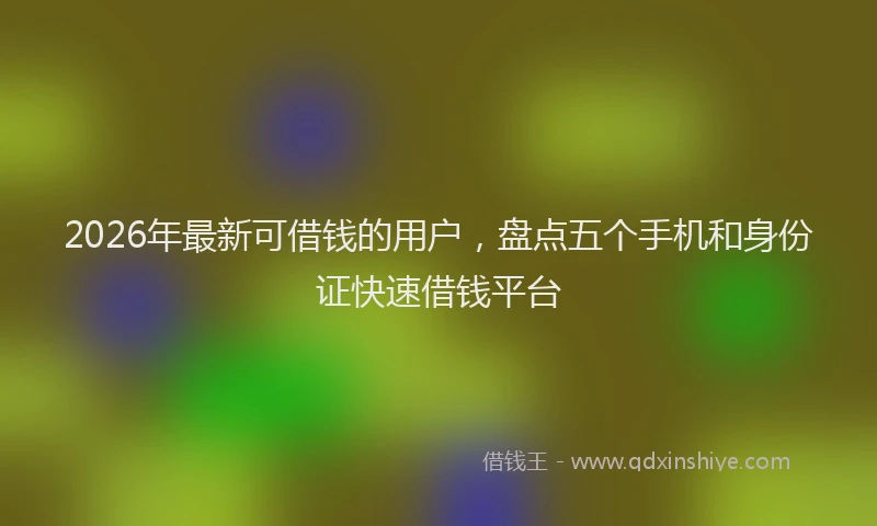 2026年最新可借钱的用户，盘点五个手机和身份证快速借钱平台