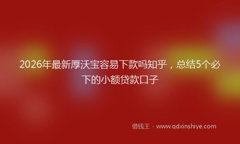 2026年最新厚沃宝容易下款吗知乎,总结5个必下的小额贷款口子