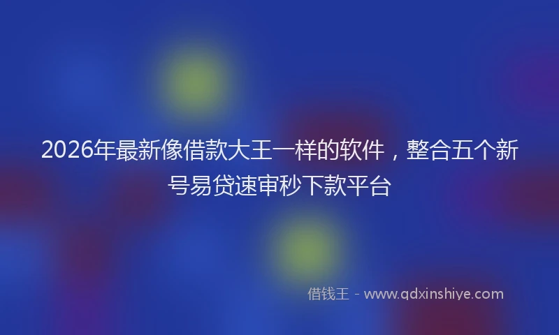 2026年最新像借款大王一样的软件，整合五个新号易贷速审秒下款平台