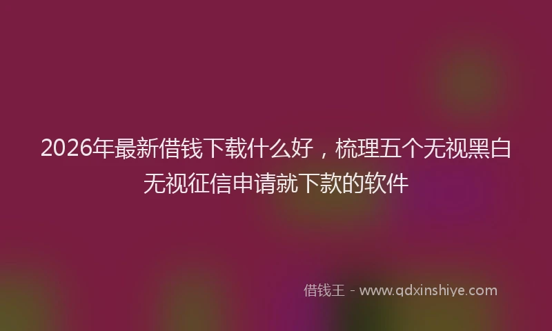 2026年最新借钱下载什么好,梳理五个无视黑白无视征信申请就下款的软件