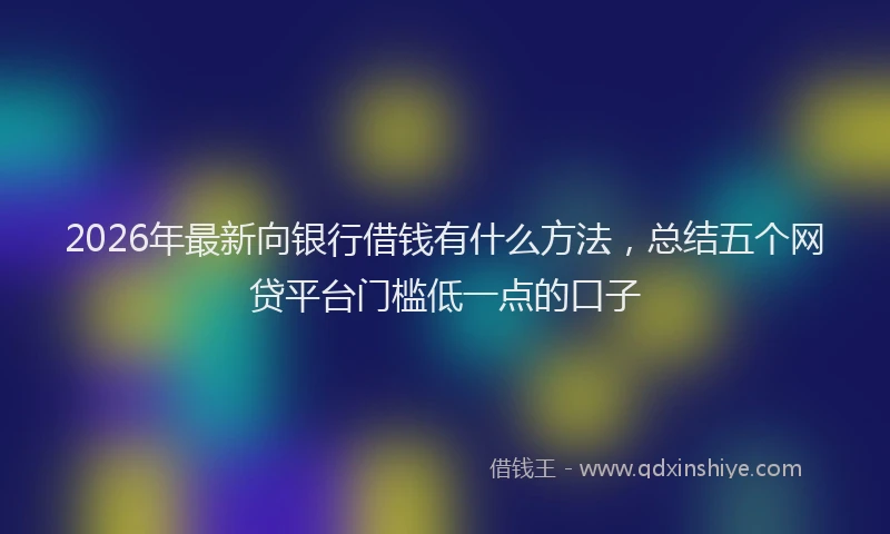 2026年最新向银行借钱有什么方法，总结五个网贷平台门槛低一点的口子