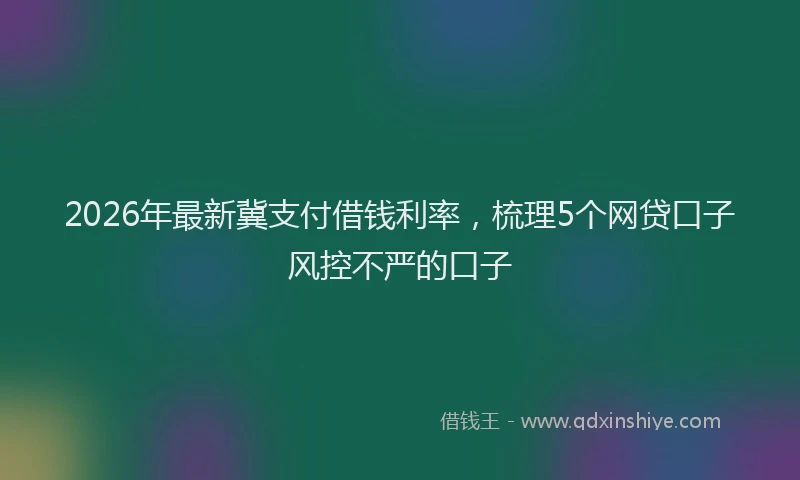 2026年最新冀支付借钱利率，梳理5个网贷口子风控不严的口子