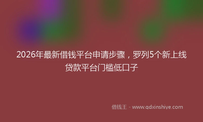 2026年最新借钱平台申请步骤，罗列5个新上线贷款平台门槛低口子