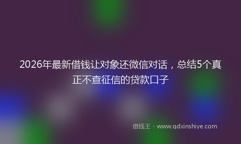 2026年最新借钱让对象还微信对话,总结5个真正不查征信的贷款口子