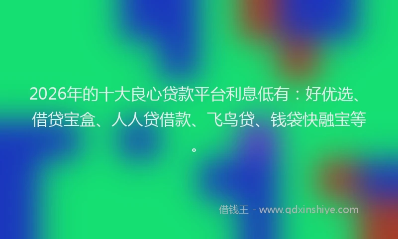 2026年的十大良心贷款平台利息低有：好优选、借贷宝盒、人人贷借款、飞鸟贷、钱袋快融宝等。