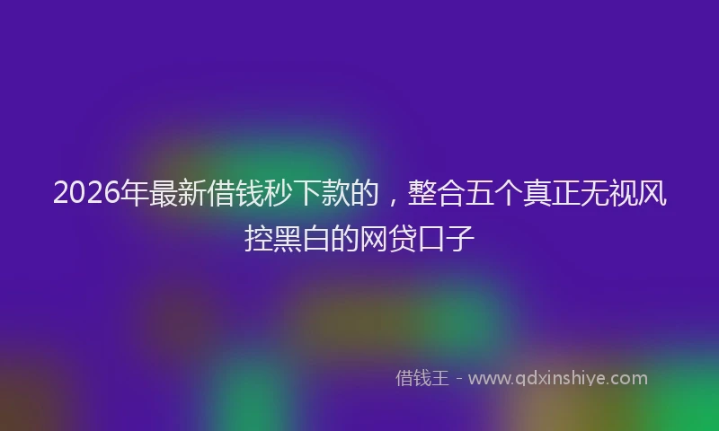2026年最新借钱秒下款的，整合五个真正无视风控黑白的网贷口子