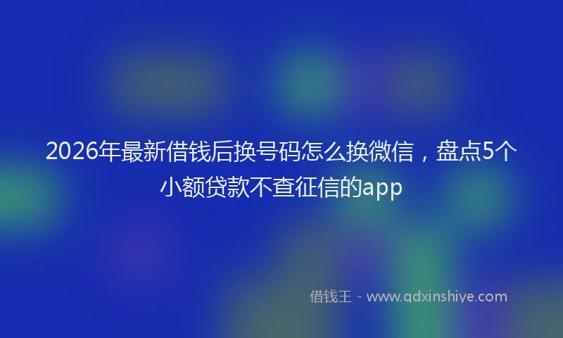 2026年最新借钱后换号码怎么换微信，盘点5个小额贷款不查征信的app