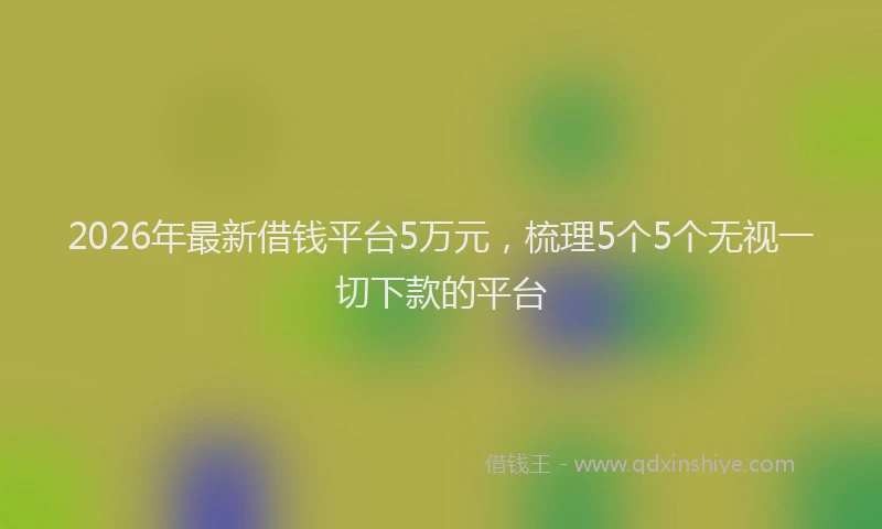 2026年最新借钱平台5万元，梳理5个5个无视一切下款的平台