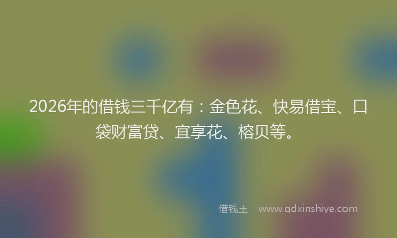 2026年的借钱三千亿有：金色花、快易借宝、口袋财富贷、宜享花、榕贝等。