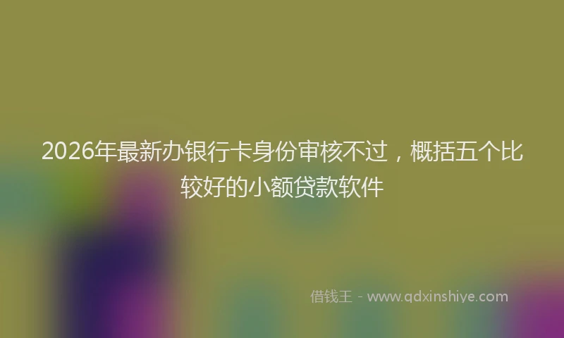 2026年最新办银行卡身份审核不过,概括五个比较好的小额贷款软件