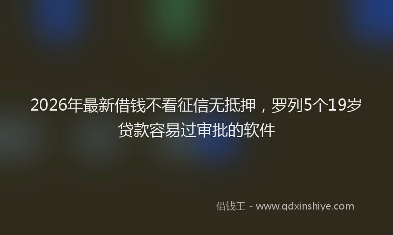 2026年最新借钱不看征信无抵押，罗列5个19岁贷款容易过审批的软件