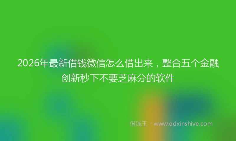 2026年最新借钱微信怎么借出来，整合五个金融创新秒下不要芝麻分的软件