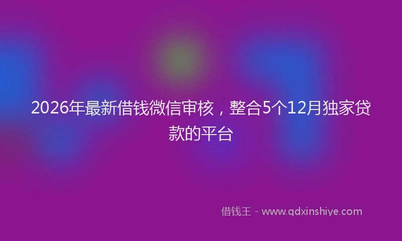 2026年最新借钱微信审核，整合5个12月独家贷款的平台