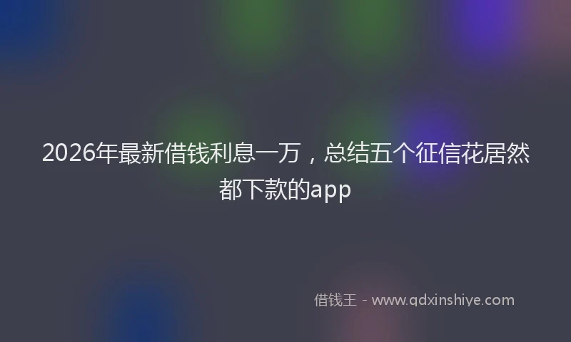 2026年最新借钱利息一万，总结五个征信花居然都下款的app