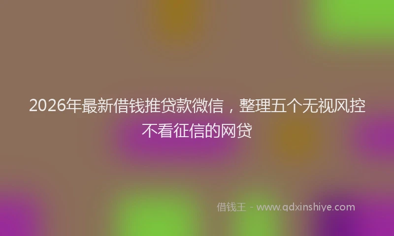 2026年最新借钱推贷款微信，整理五个无视风控不看征信的网贷